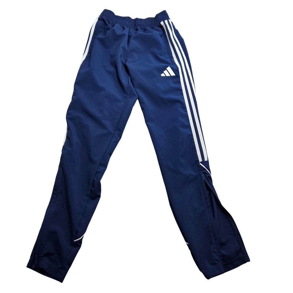 Adidas Aeroready Soccer Pants Navy Blue White Stripe Zipper Ankle Men XS Regular